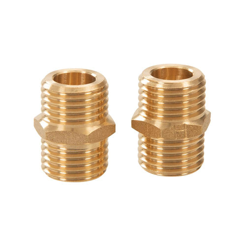 Plumbob 655965 Brass Hexagon Nipple - 1/4" (Male) x 1/4" (Male) 2pk - Voyto Ltd Online