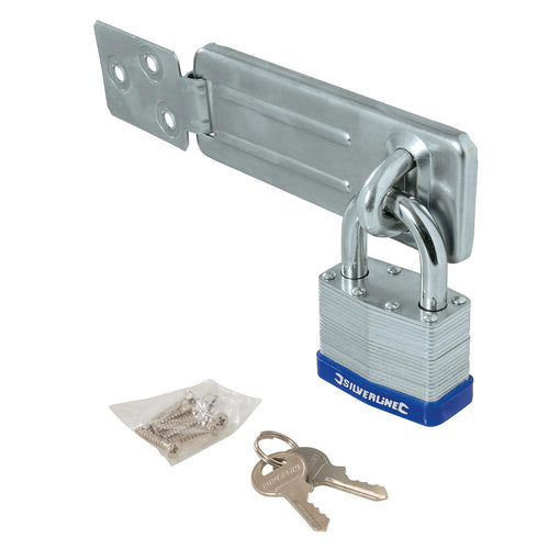 Silverline 786551 Padlock & Hasp Set Laminated 2pce - 50mm - Voyto Ltd Online