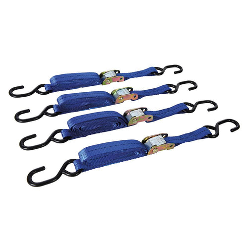 Silverline 217585 Cam Buckle Tie Down Strap S-Hook 2m x 25mm 4pk - 2m x 25mm - Voyto Ltd Online