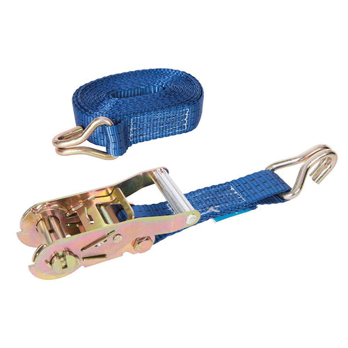 Silverline 786547 Ratchet Tie Down Strap J-Hook - 6m x 38mm - Rated 1500kg Capacity 3000kg - Voyto Ltd Online