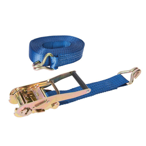 Silverline MS21 Ratchet Tie Down Strap J-Hook - 8m x 50mm - Rated 2500kg Capacity 5000kg - Voyto Ltd Online