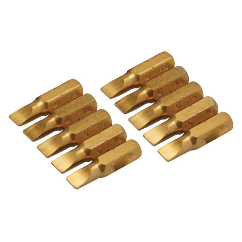 Silverline 260327 Gold Screwdriver Bits 10pk - Slotted 5mm - Voyto Ltd Online