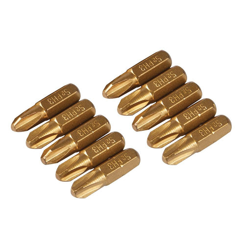 Silverline 292704 Phillips Gold Screwdriver Bits 10pk - PH3 - Voyto Ltd Online