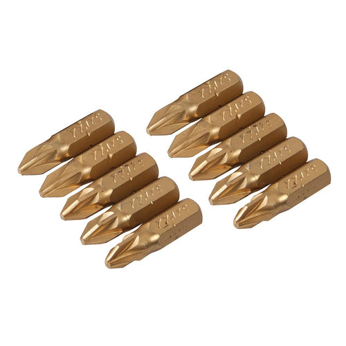 Silverline 224512 Pozidriv Gold Screwdriver Bits 10pk - PZ2 - Voyto Ltd Online