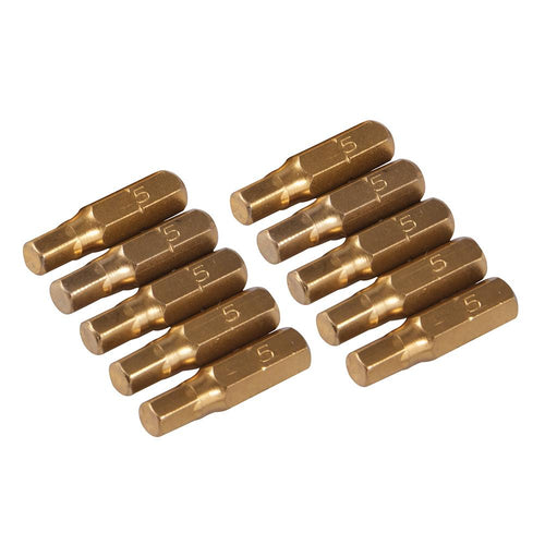 Silverline 783098 Hex Gold Screwdriver Bits 10pk - Hex 5mm - Voyto Ltd Online