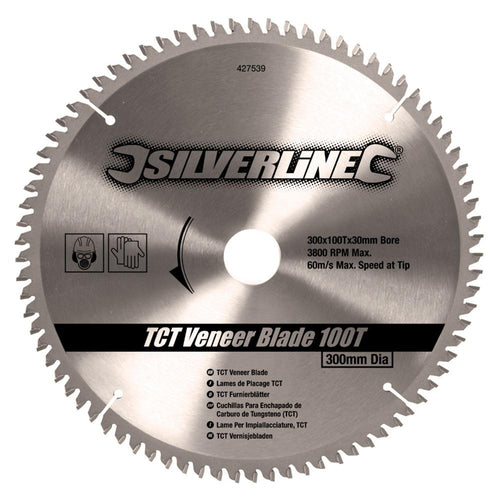 Silverline 427539 TCT Veneer Blade 100T - 300 x 30 - 25, 20, 16mm Rings - Voyto Ltd Online