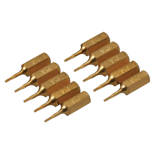 Silverline 371747 T4 Gold Screwdriver Bits 10pk - T4 - Voyto Ltd Online