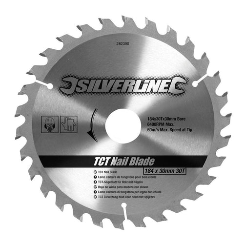 Silverline 282390 TCT Nail Blade 30T - 184 x 30 - No Rings - Voyto Ltd Online
