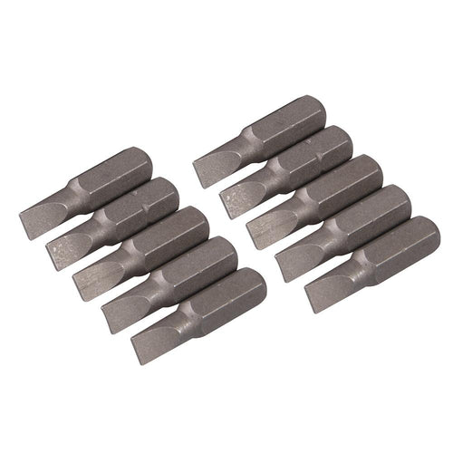 Silverline SB200 Cr-V Screwdriver Bits 25mm 10pk - Slotted 5mm - Voyto Ltd Online