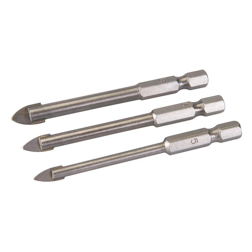 Silverline 224760 Hex Drive Tile & Glass Drill Bit 3pce Set - 5, 6 & 8mm - Voyto Ltd Online