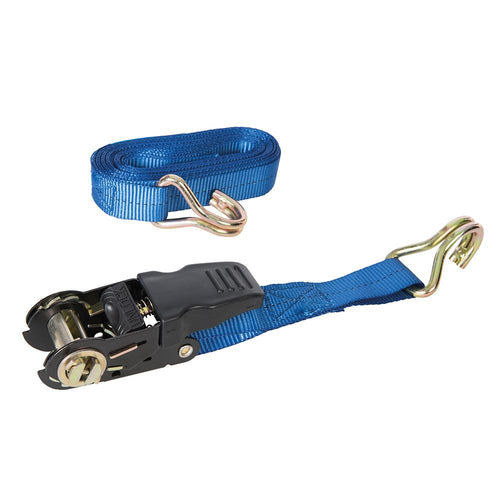 Silverline 978413 Rubber-Handled Ratchet Tie Down Strap J-Hook - 4.5m x 25mm - Rated 350kg Capacity 700kg - Voyto Ltd Online