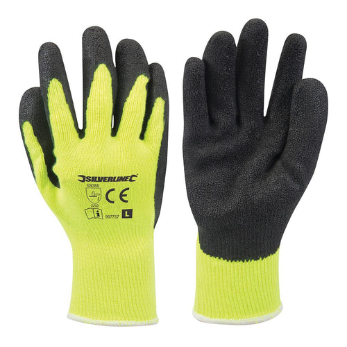 Silverline 907757 Hi-Vis Builders Gloves Yellow - L 10 - Voyto Ltd Online