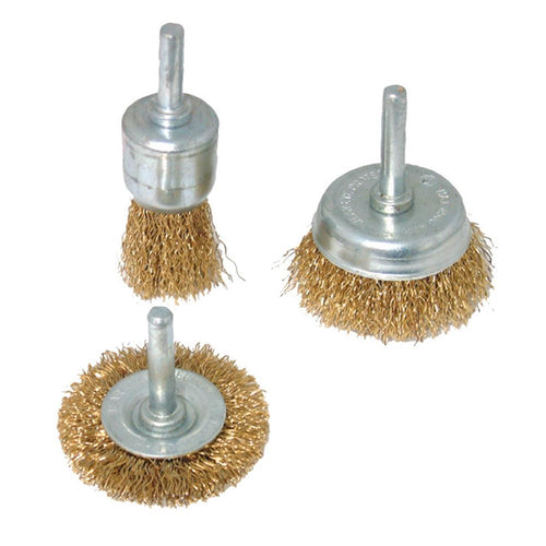 Silverline 985332 Brassed Steel Wire Wheel & Cup Brush Set 3pce - 3pce - Voyto Ltd Online