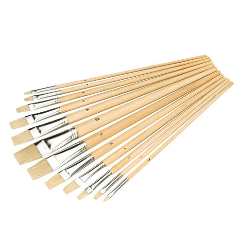 Silverline 633927 Artists Paint Brush Set 12pce - Flat Tips - Voyto Ltd Online