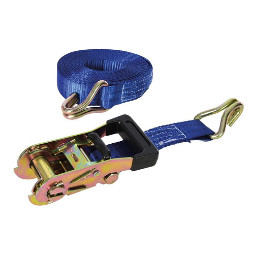 Silverline 453254 Rubber-Handled Ratchet Tie Down Strap J-Hook - 6m x 38mm - Rated 1000kg Capacity 2000kg - Voyto Ltd Online