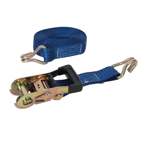 Silverline 346857 Rubber-Handled Ratchet Tie Down Strap J-Hook - 6m x 38mm - Rated 1500kg Capacity 3000kg - Voyto Ltd Online