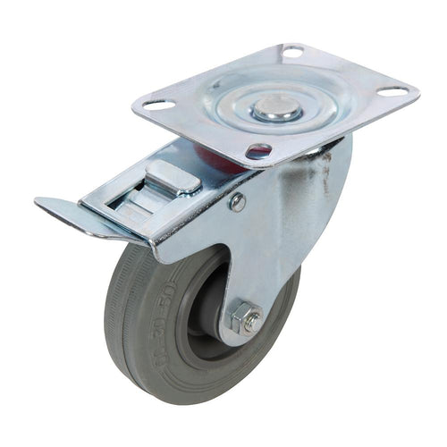 Fixman 509024 Braked Swivel Rubber Castor - 100mm 70kg - Voyto Ltd Online