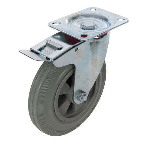 Fixman 921139 Heavy Duty Braked Rubber Castor - 200mm 200kg - Voyto Ltd Online