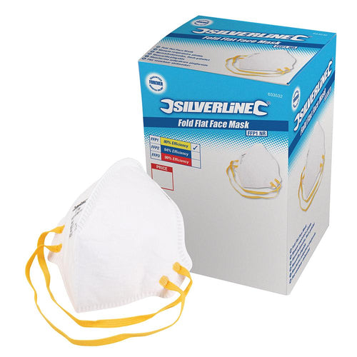 Silverline 633532 Fold Flat Face Mask FFP1 NR Display Box 50pk - FFP1 NR - Voyto Ltd Online