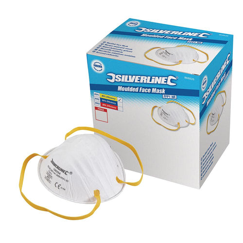 Silverline 868826 Moulded Face Mask FFP1 NR Display Box 20pk - FFP1 NR - Voyto Ltd Online