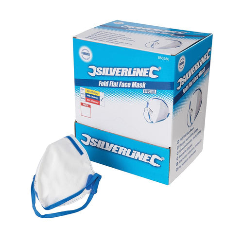 Silverline 868550 Fold Flat Face Mask FFP2 NR Display Box 50pk - FFP2 NR - Voyto Ltd Online