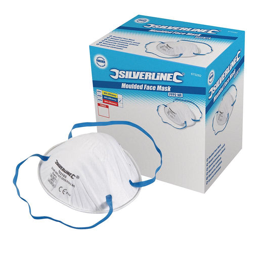 Silverline 675282 Moulded Face Mask FFP2 NR Display Box 20pk - FFP2 NR - Voyto Ltd Online