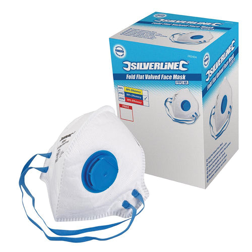 Silverline 282404 Fold Flat Valved Face Mask FFP2 NR Display Box 25pk - FFP2 NR - Voyto Ltd Online