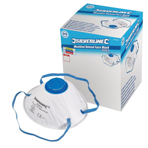 Silverline 282590 Moulded Valved Face Mask FFP2 NR Display Box 10pk - FFP2 NR - Voyto Ltd Online