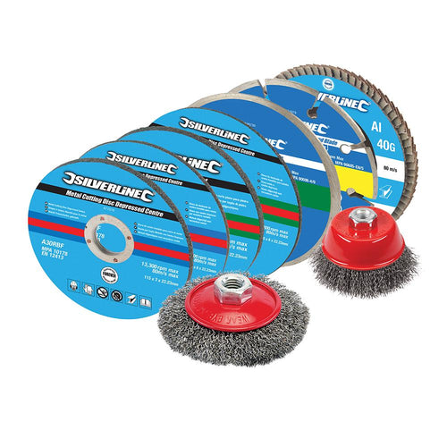 Silverline 633831 Cutting & Grinding Discs Kit 12pce - 12pce 115mm - Voyto Ltd Online