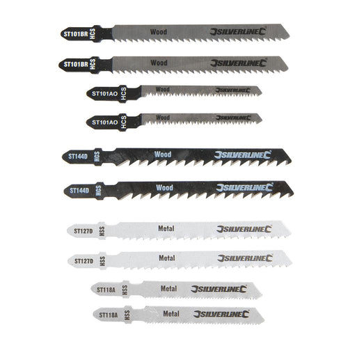 Silverline 234060 Jigsaw Blade Set 10pce - 10pce Wood/Metal - Voyto Ltd Online