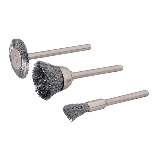 Silverline 580466 Rotary Tool Steel Wire Brush Set 3pce - 5, 15, 20mm Dia - Voyto Ltd Online