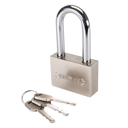 Silverline 186812 Steel Padlock Long Shackle - 60mm - Voyto Ltd Online
