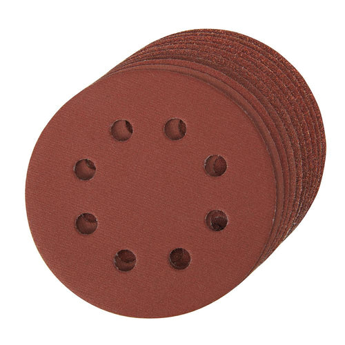 Silverline 990864 Hook & Loop Discs Punched 115mm 10pce - 115mm 4 x 60, 2 x 80, 120, 240G - Voyto Ltd Online