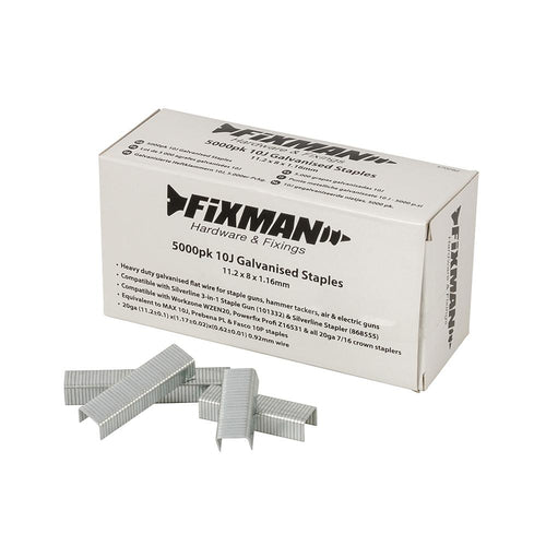 Fixman 810318 10J Galvanised Staples 5000pk - 11.2 x 12 x 1.17mm - Voyto Ltd Online