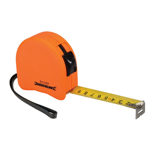 Silverline MT08 Hi-Vis Contour Tape - 8m / 26ft x 25mm - Voyto Ltd Online