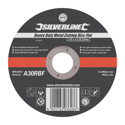 Silverline 103610 Heavy Duty Metal Cutting Disc Flat - 115 x 3 x 22.23mm - Voyto Ltd Online