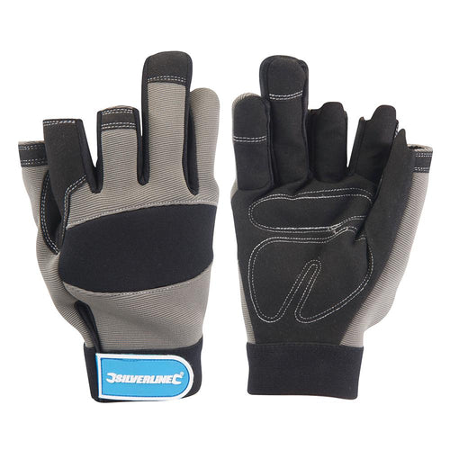 Silverline 282597 Part Fingerless Mechanics Gloves - Large - Voyto Ltd Online