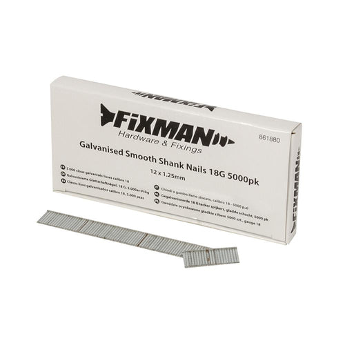 Fixman 298788 Galvanised Smooth Shank Nails 18G 5000pk - 10 x 1.25mm - Voyto Ltd Online