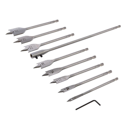 Silverline 481937 Flat Bit & Extension Arm Set 10pce - 6 - 32mm - Voyto Ltd Online
