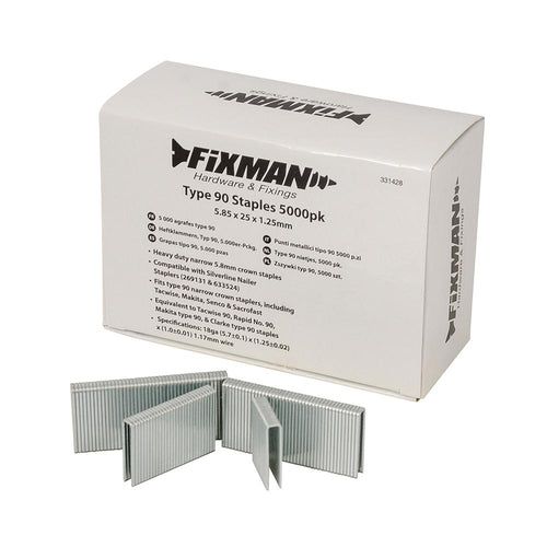 Fixman 947082 Type 90 Staples 5000pk - 5.80 x 16 x 1.25mm - Voyto Ltd Online