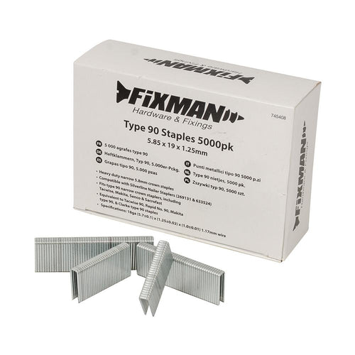 Fixman 715197 Type 90 Staples 5000pk - 5.80 x 10 x 1.25mm - Voyto Ltd Online