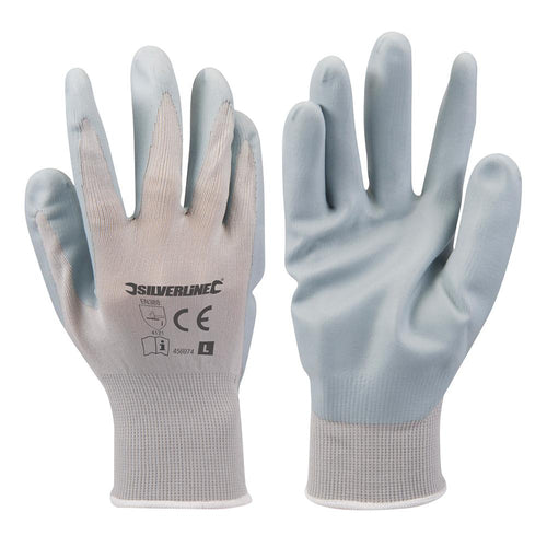 Silverline 456974 Foam Nylon Nitrile Gloves - L 10 - Voyto Ltd Online