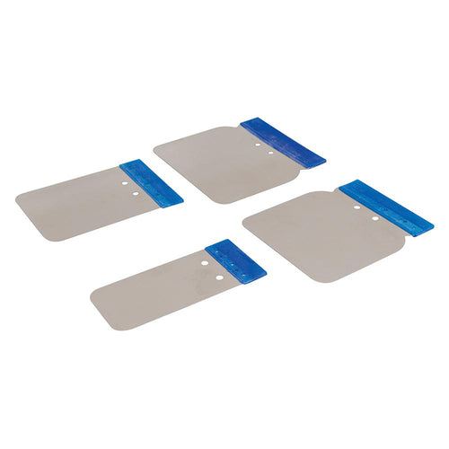 Silverline 427734 Stainless Steel Body Filler Application Set 4pce - 50, 80, 100 & 120mm - Voyto Ltd Online