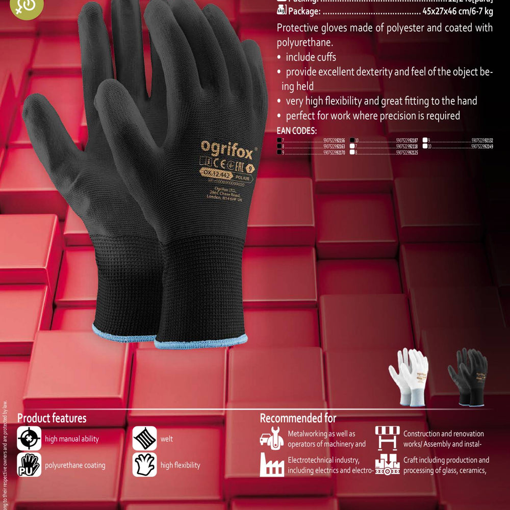 ogrifox handschuhe Ogrifox OX-POLIUR BB Safety Gloves 12 Pairs