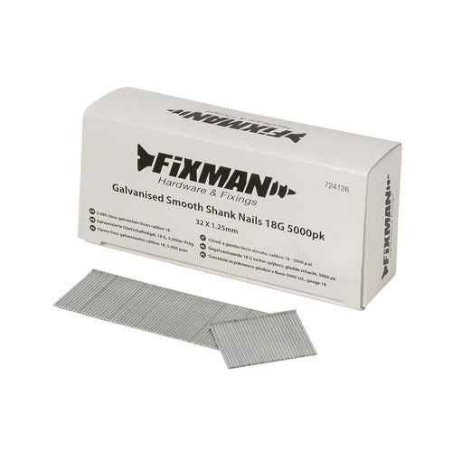 Fixman 724126 Galvanised Smooth Shank Nails 18G 5000pk - 32 x 1.25mm - Voyto Ltd Online