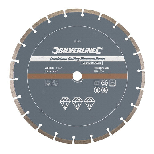 Silverline 763574 Sandstone Cutting Diamond Blade - 300 x 20mm Segmented Rim - Voyto Ltd Online