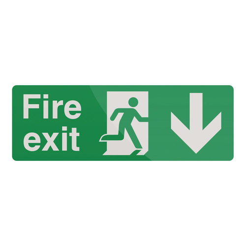 Fixman 530774 Fire Exit Arrow Sign - 400 x 150mm PL Down - Voyto Ltd Online