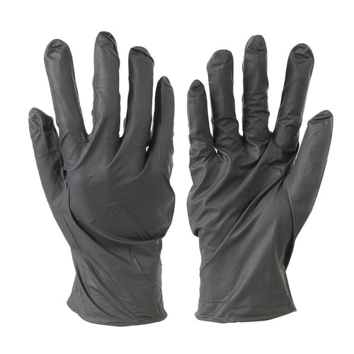 Silverline 564059 Disposable Nitrile Gloves Powder-Free 100pk - Black L 10 - Voyto Ltd Online