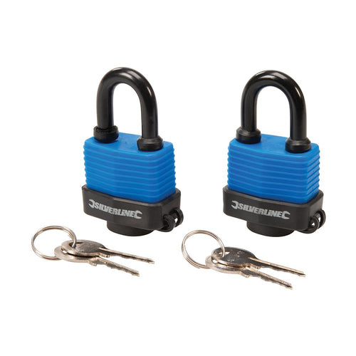 Silverline 568779 Keyed Alike Weather-Resistant Padlocks 2pk - 48mm - Voyto Ltd Online