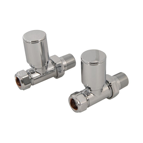 Plumbob 731871 Straight Modern Heated Towel Radiator Valves 2pk - 15mm - Voyto Ltd Online